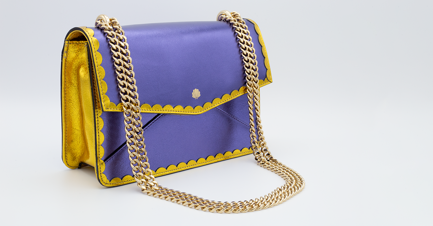 Borsa fatta a mano Collezione Priscilla - Delphina Burrò - PURPLE SHIMMER